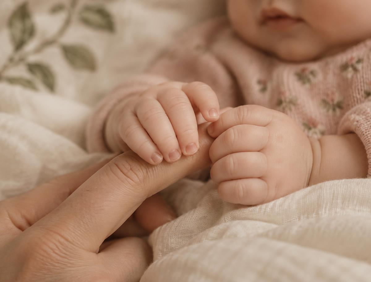 La main d'un nouveau-né serrant le doigt de son parent